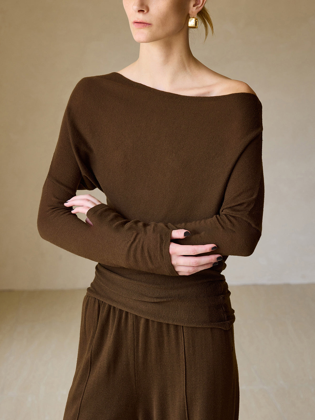 Casual Asymmetrical Neck Slim Sweater