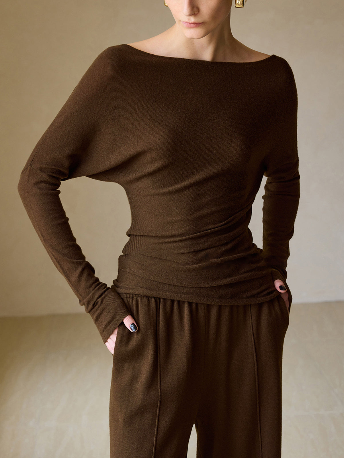 Casual Asymmetrical Neck Slim Sweater