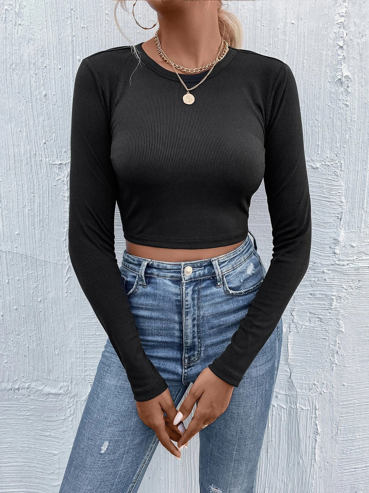 Tie Beck Skinny Crop T-Shirt