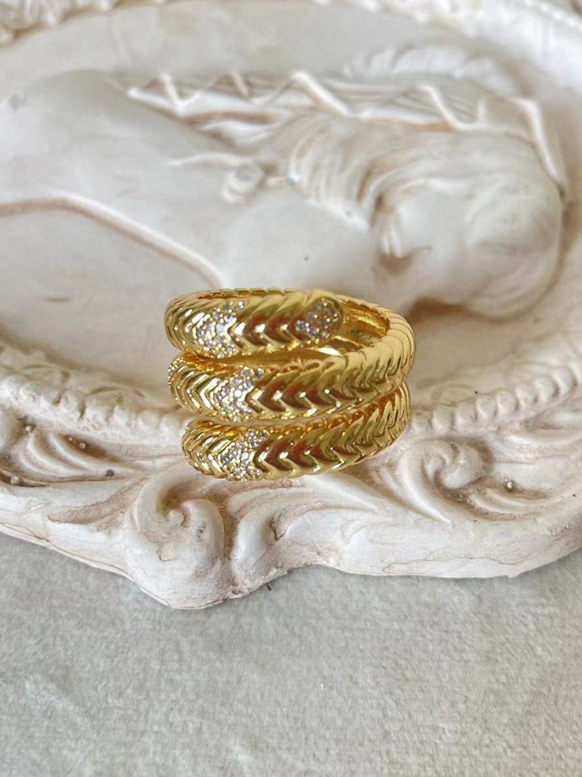 Triple-Layer Snake Spiral Ring