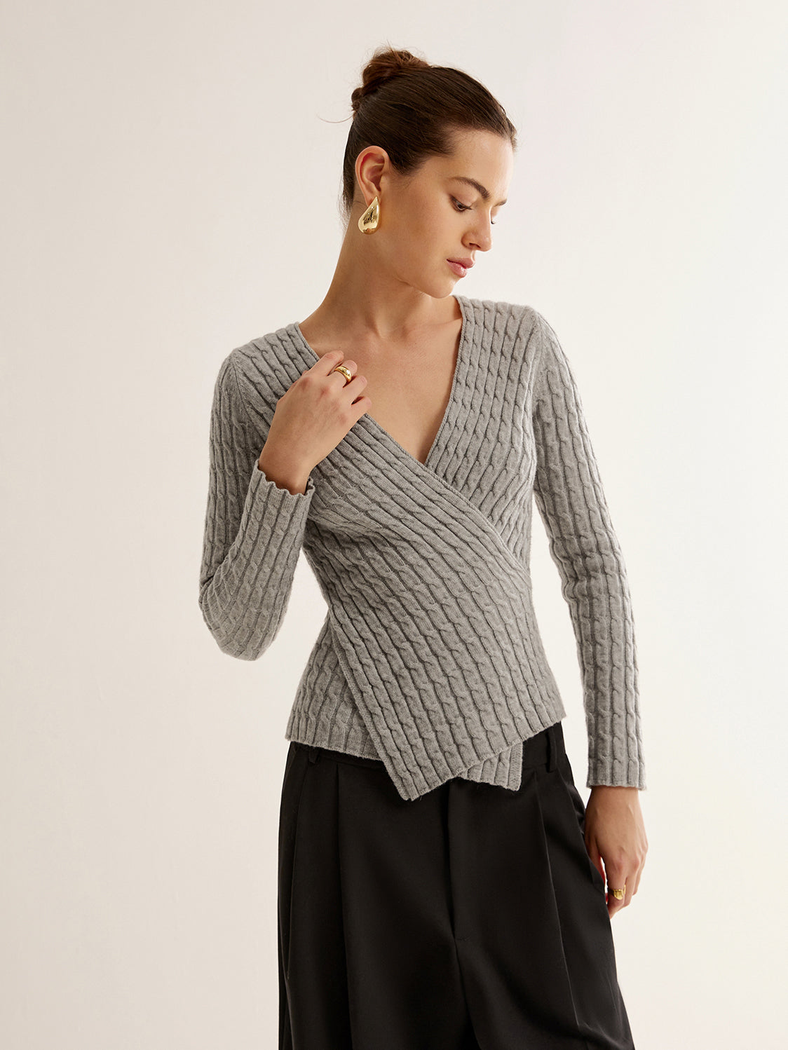 V-Neck Criss Cross Knit Top