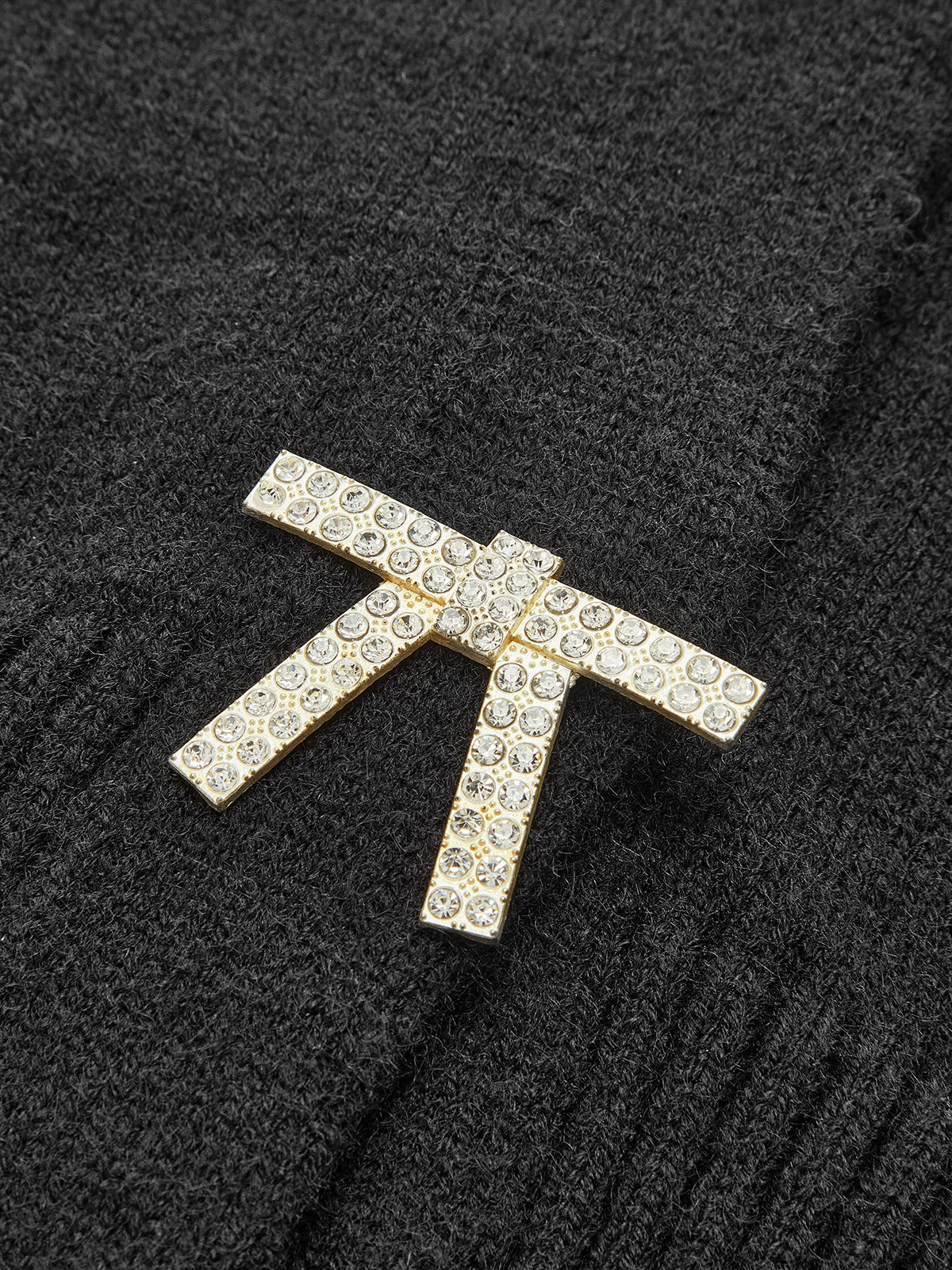 V-Neck Rhinestone-Bow Cardigan