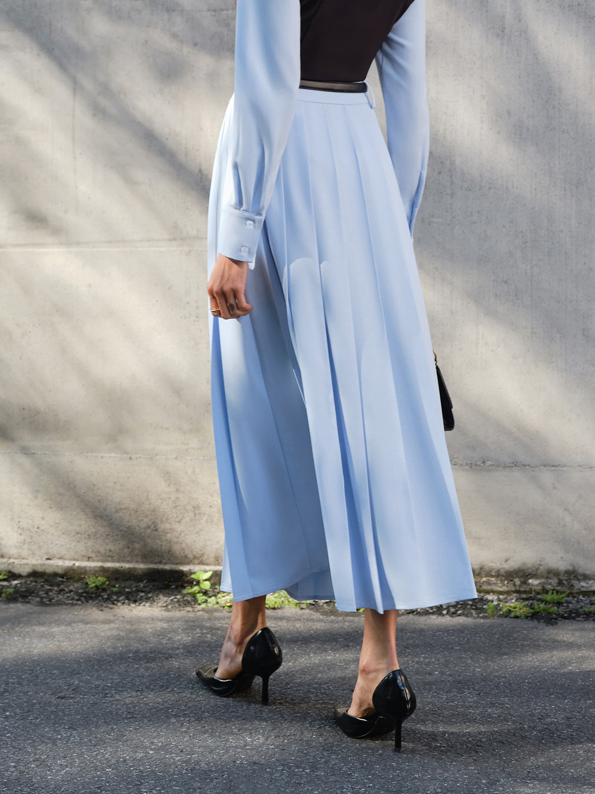 Minimalist Pleated Skirt Without Belt