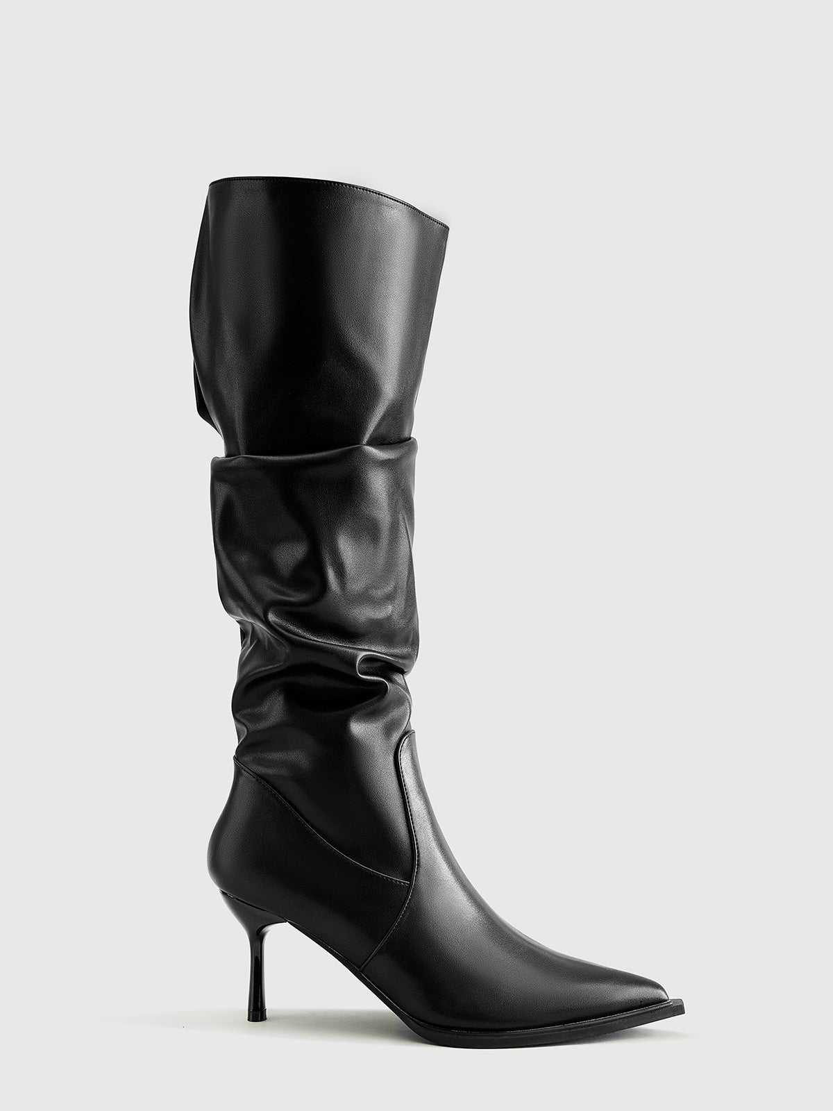 High Heel Ruched Knee-High Boots