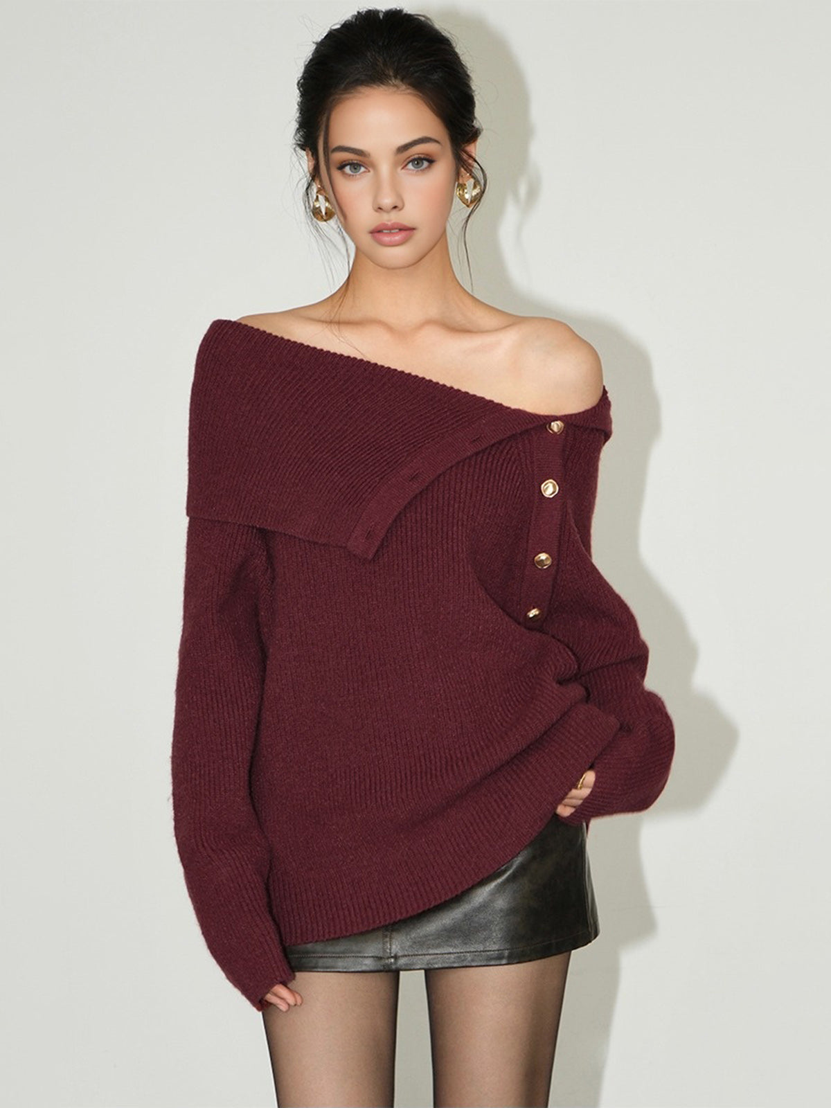 Asymmetrical Off-Shoulder Sweater