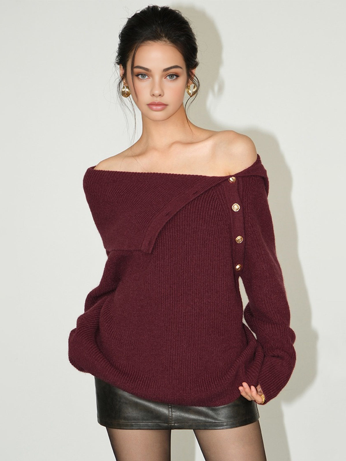 Asymmetrical Off-Shoulder Sweater