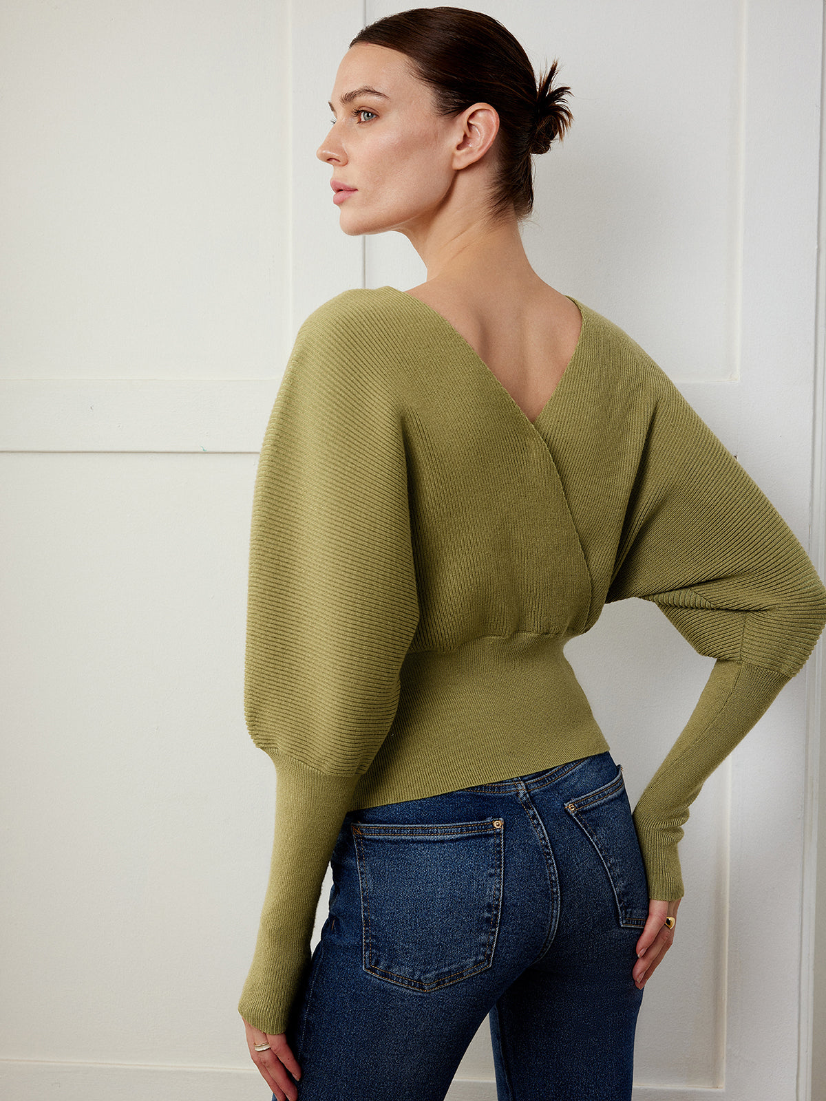 Leg-Of-Mutton Sleeve Cinched Sweater