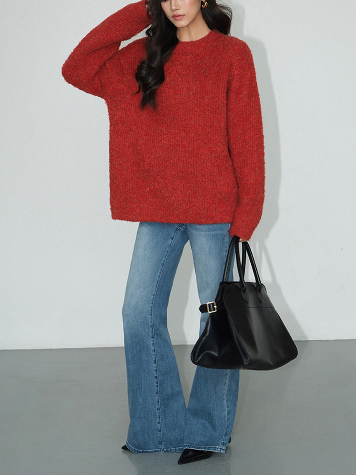 Wool-Blend Elegant Ribbed Sweater