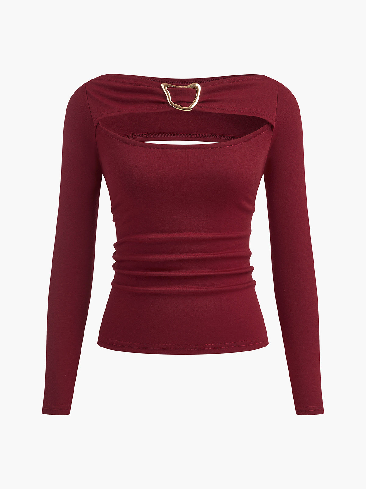 Plain Cutout Long Sleeve T-Shirt