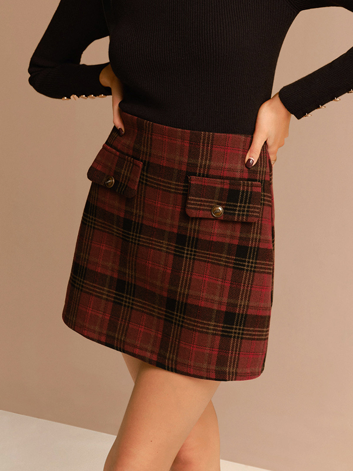 Tweed Checked Mini Skirt