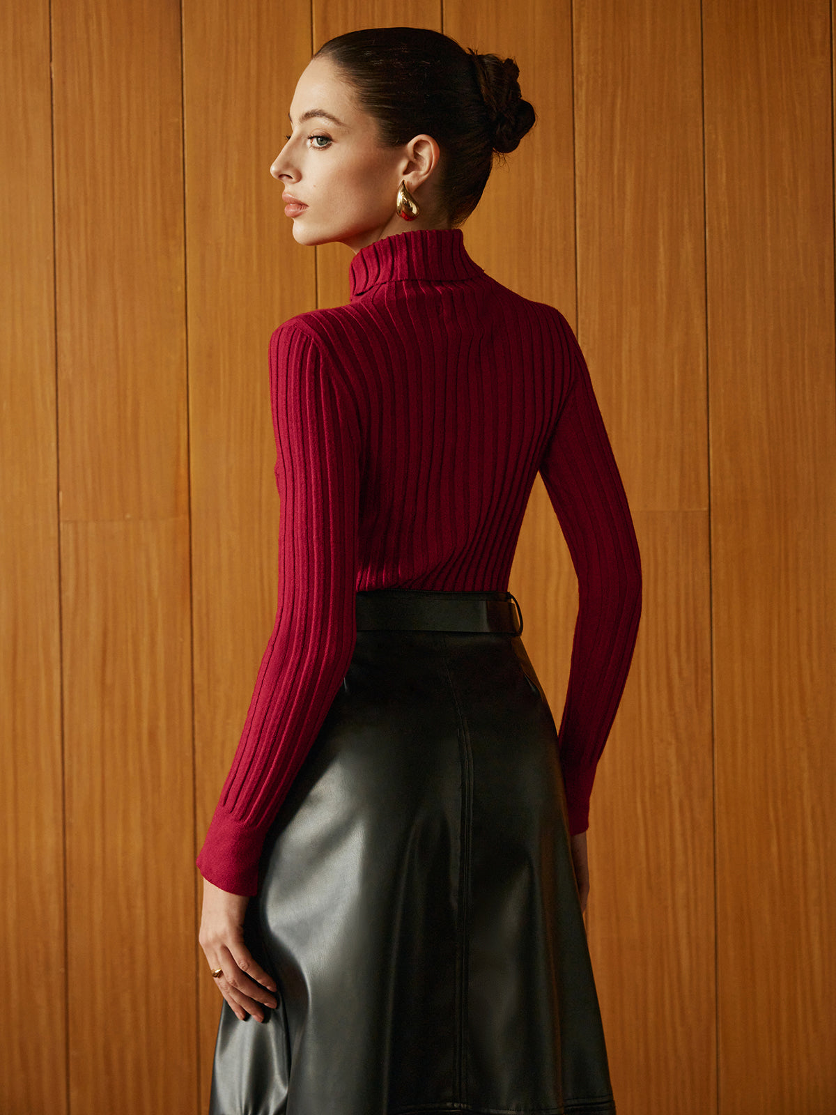 Turtleneck Ribbed Slim Sweater