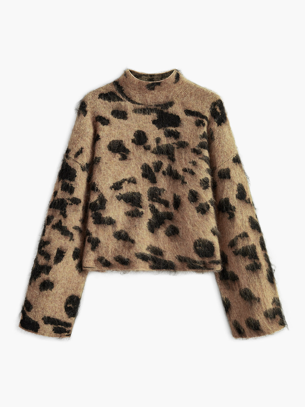 Wool-Blend Leopard Fuzzy Sweater