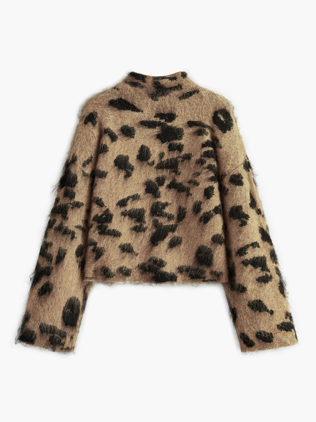 Wool-Blend Leopard Fuzzy Sweater