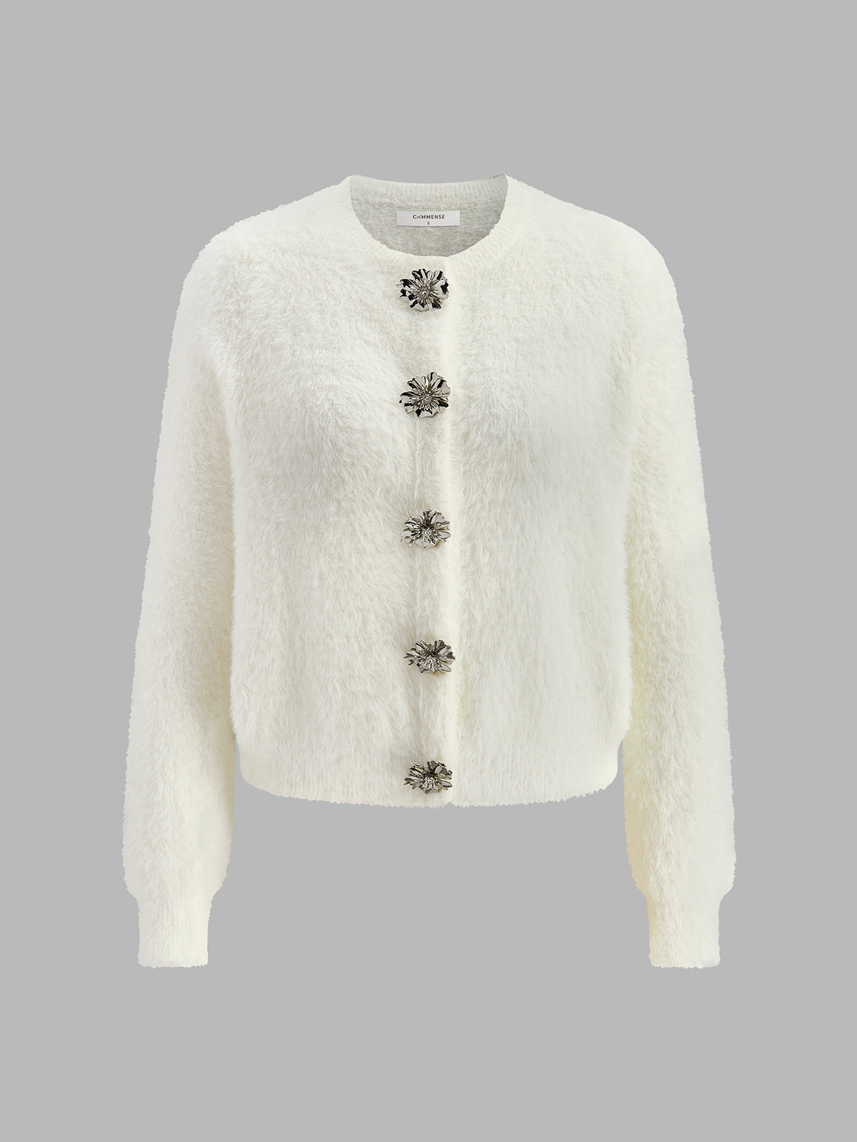 Floral Button Fuzzy Cardigan