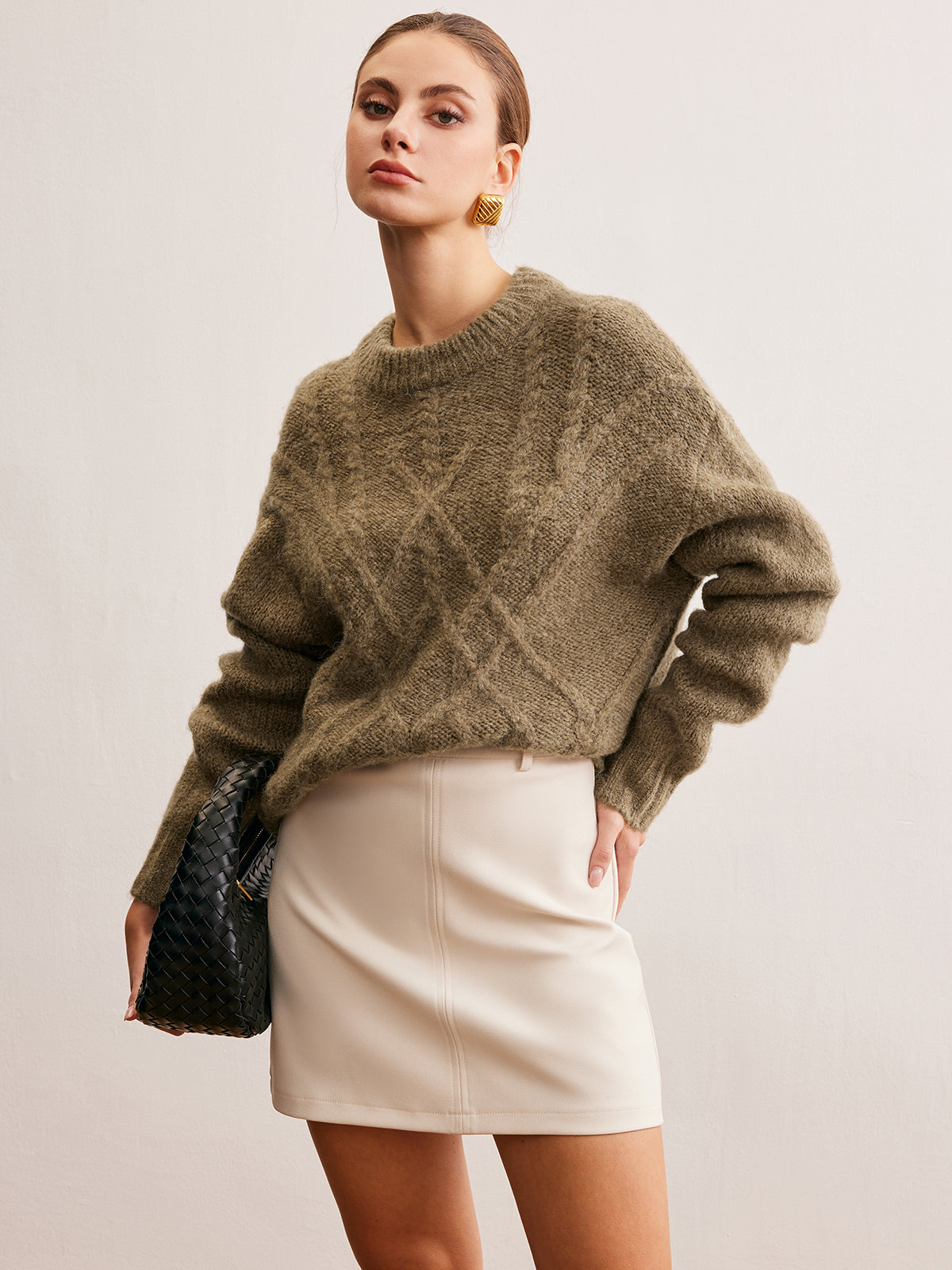 Wool-Blend Twist Shift Sweater