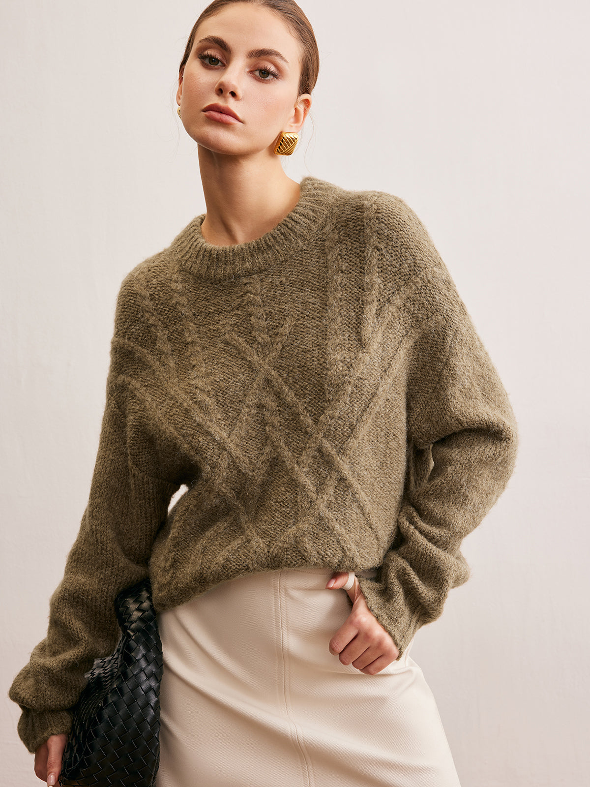 Wool-Blend Twist Shift Sweater