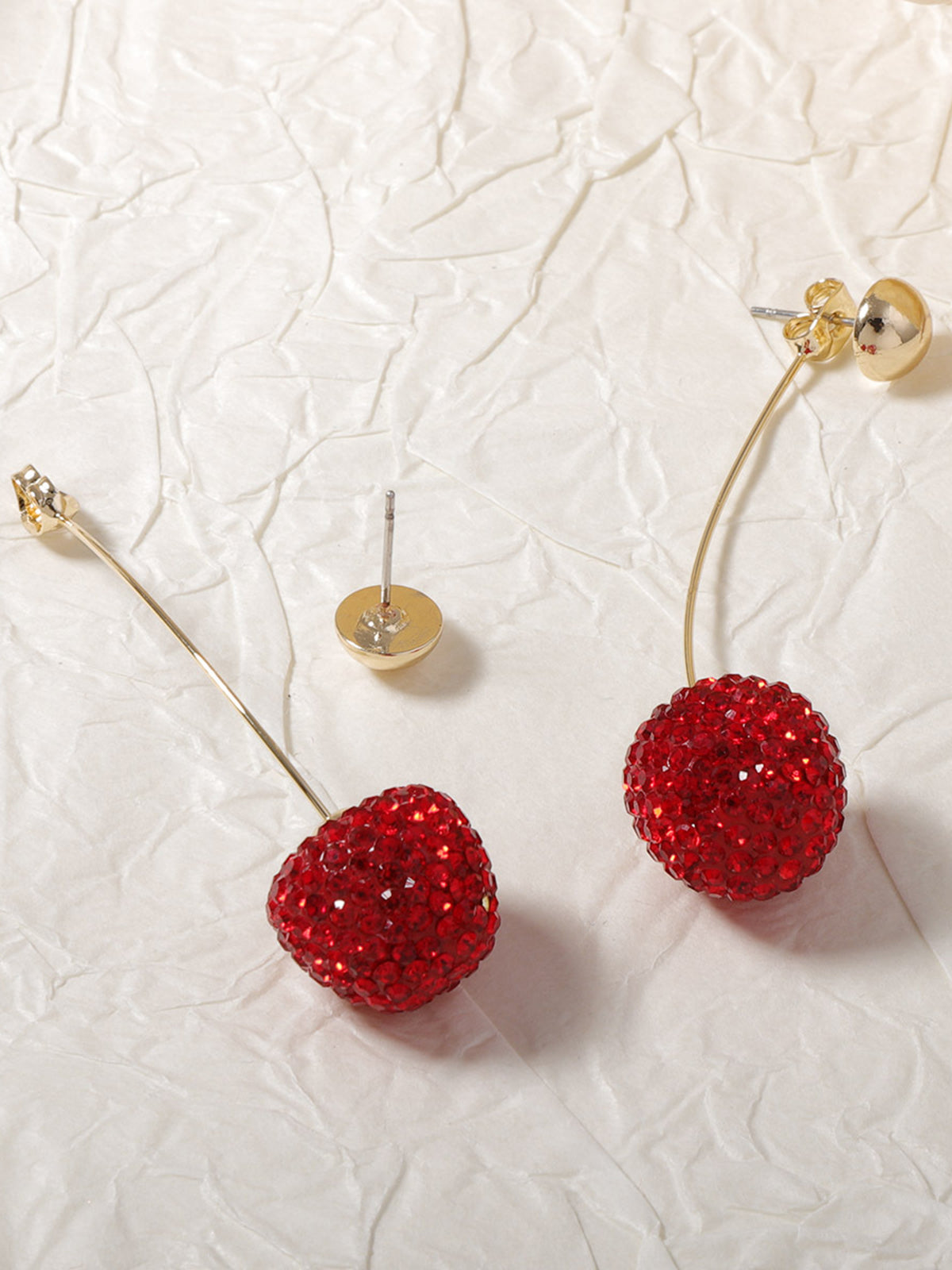 Rhinestone Cherry Stud Earrings