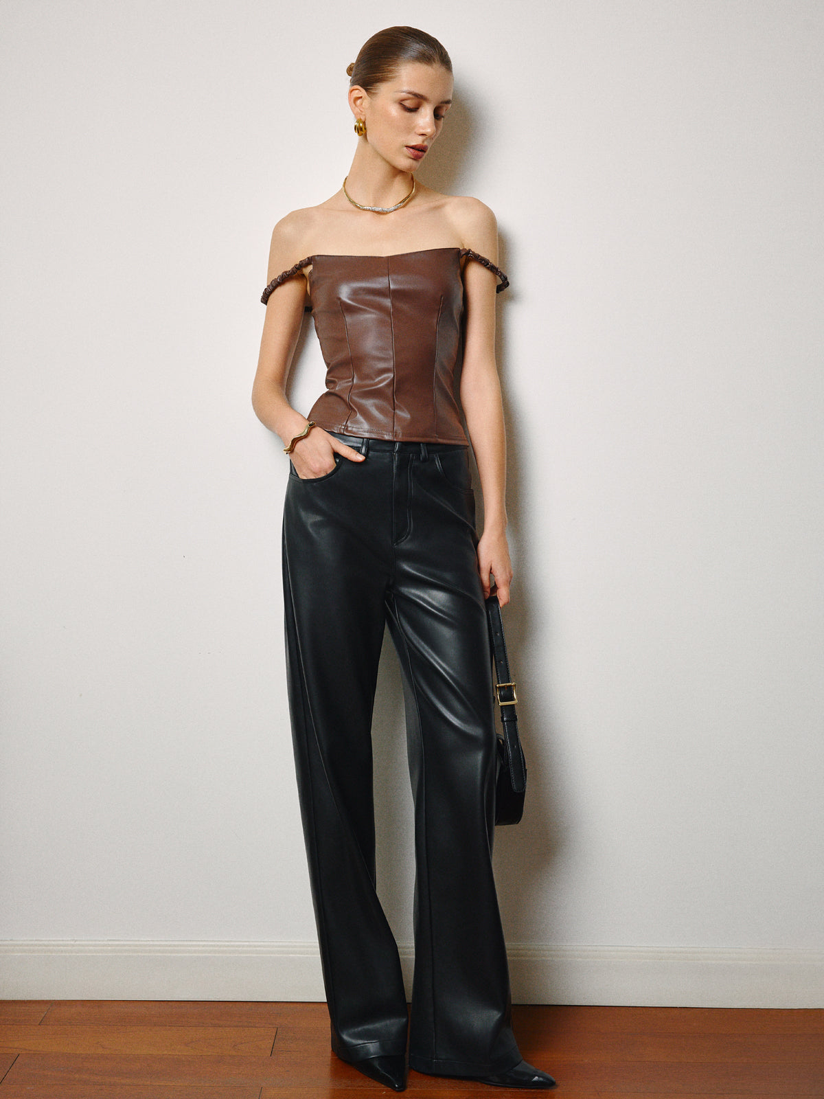 Faux Leather Skinny Cami Top