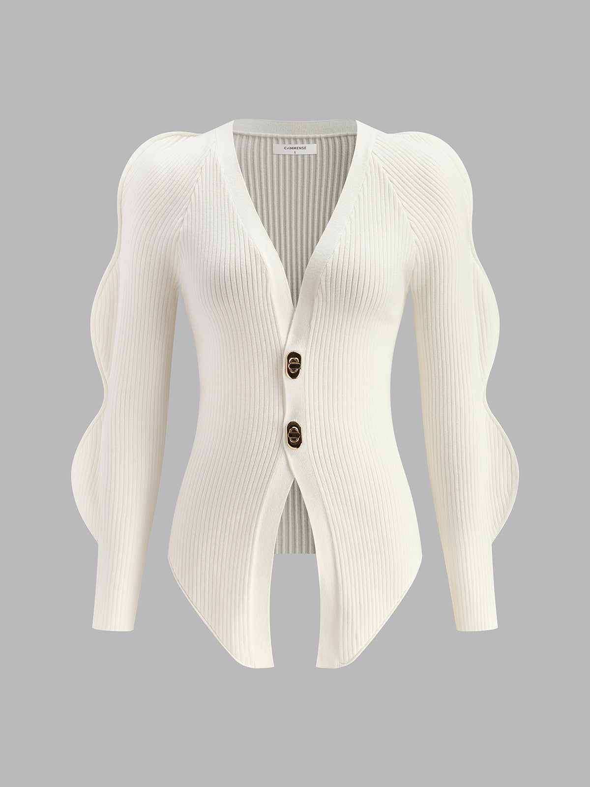 Turn Lock Wave-Sleeve Cardigan