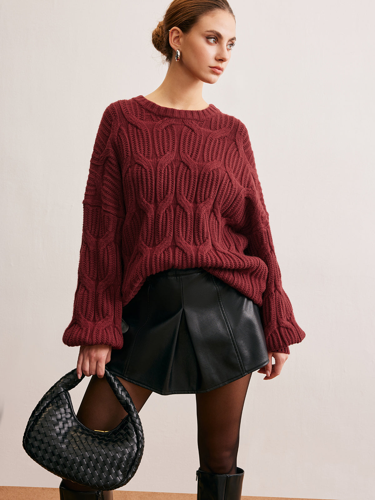 Plain Draped Pullover Sweater