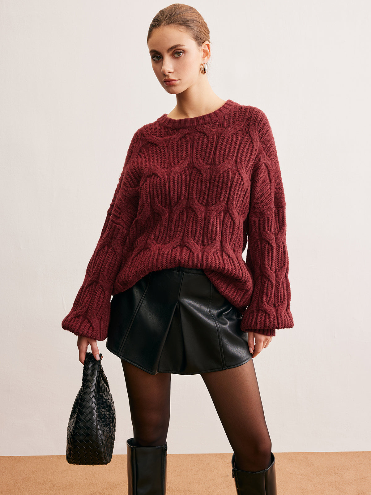 Plain Draped Pullover Sweater