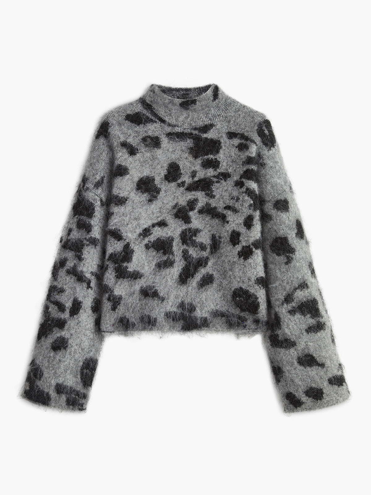 Wool-Blend Leopard Fuzzy Sweater