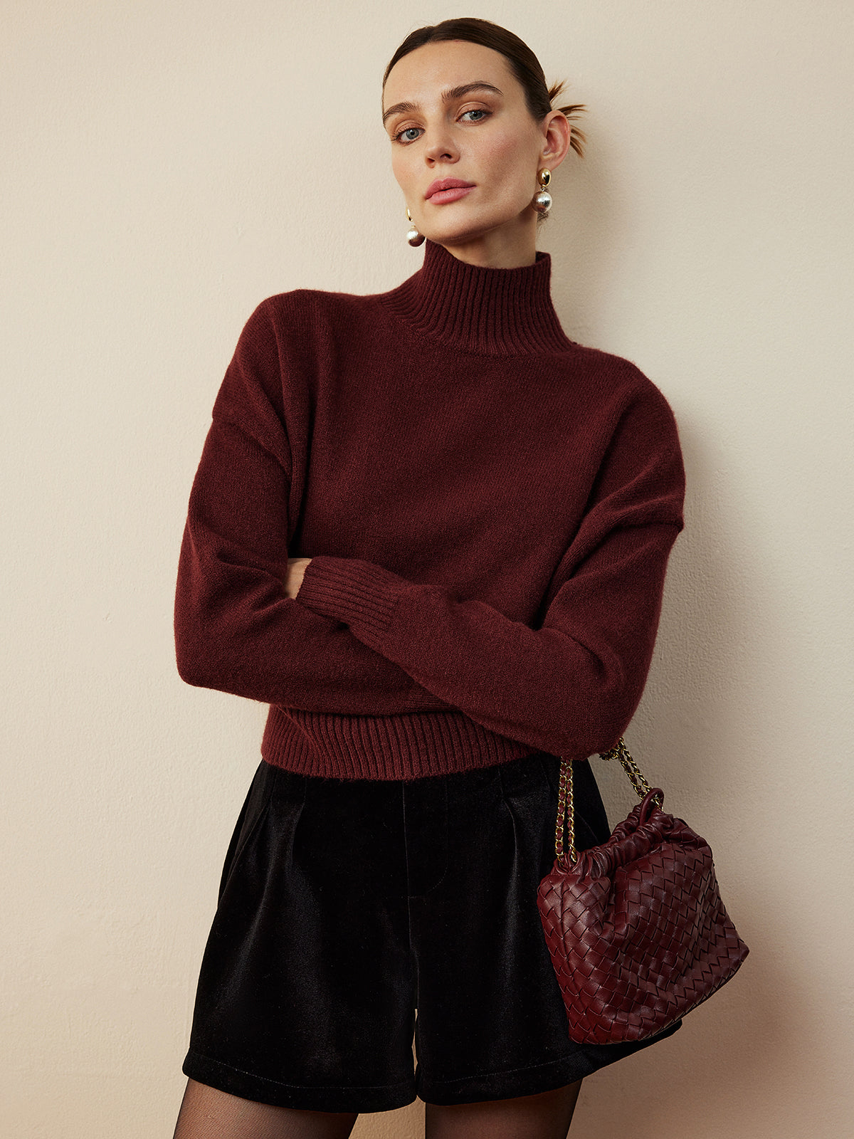 Elegant Mock Neck Shift Sweater