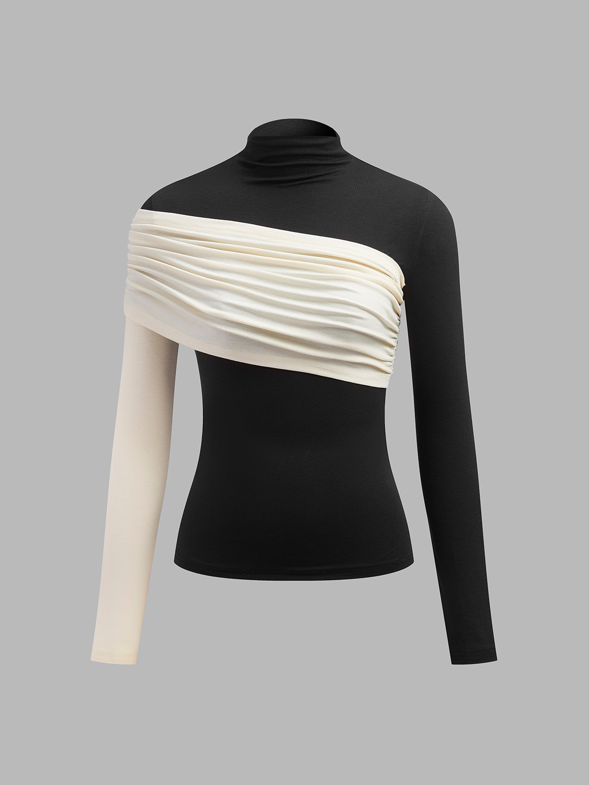 Color Block Pleated Jersey Slim Top