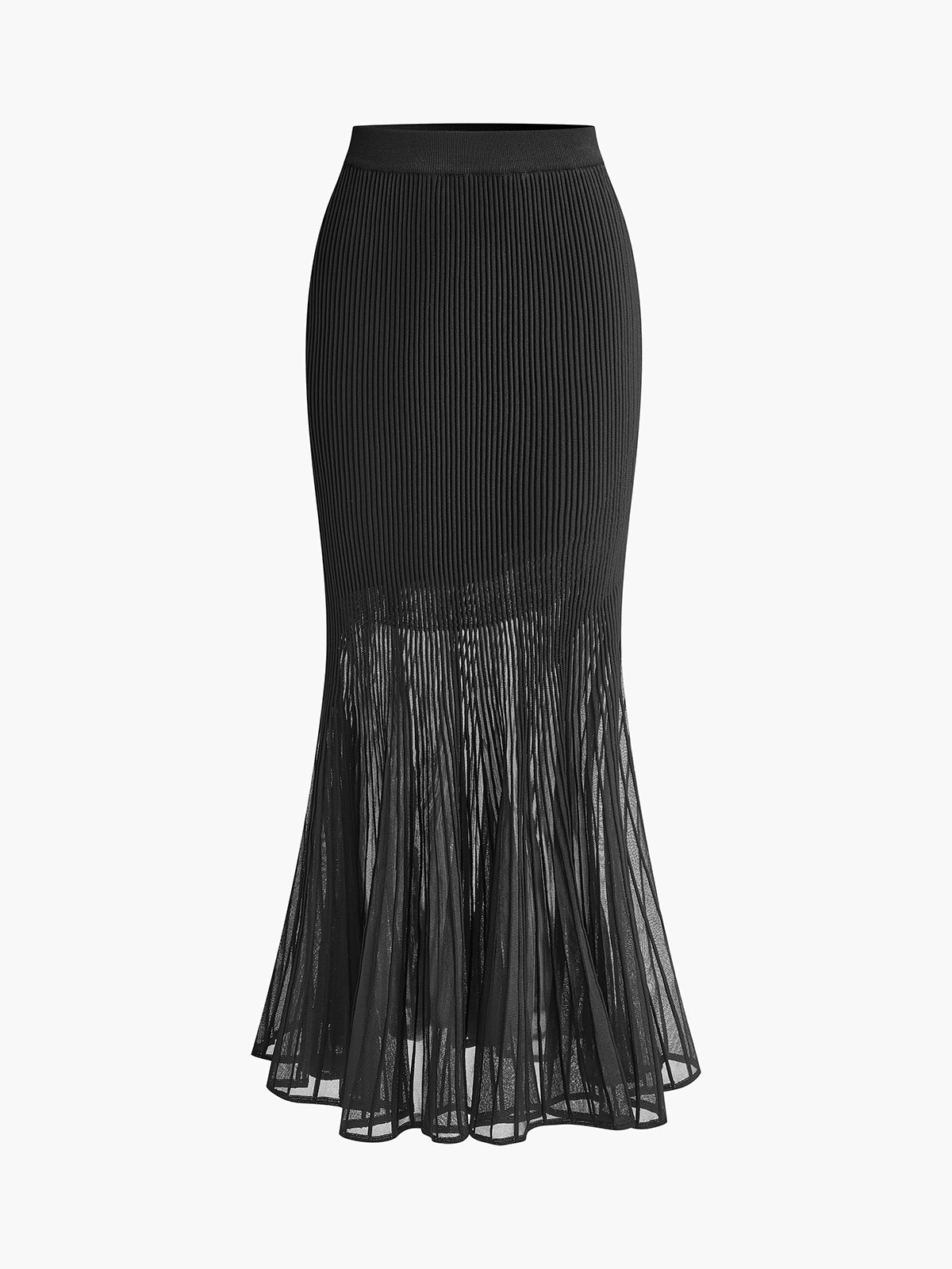 Knit Pleated Semi-sheer Maxi Skirt