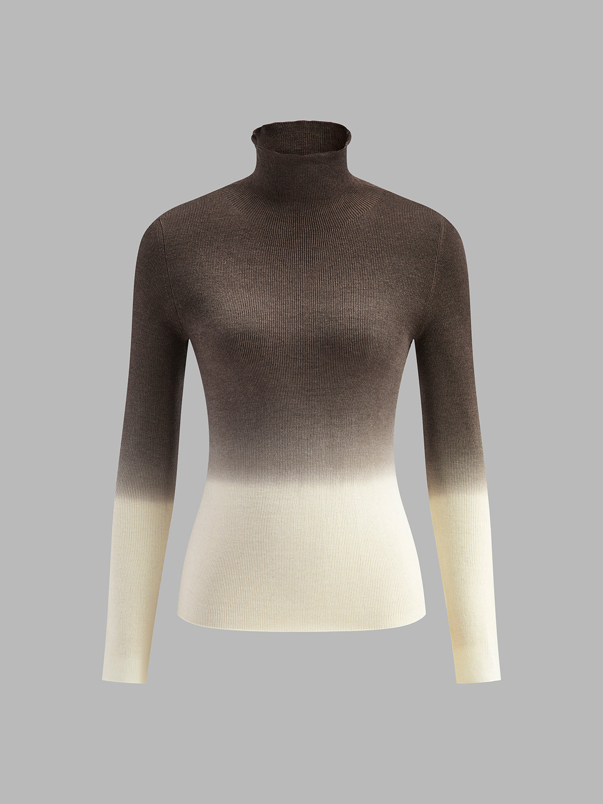 Wool-Blend Ombre Slim Knit Top