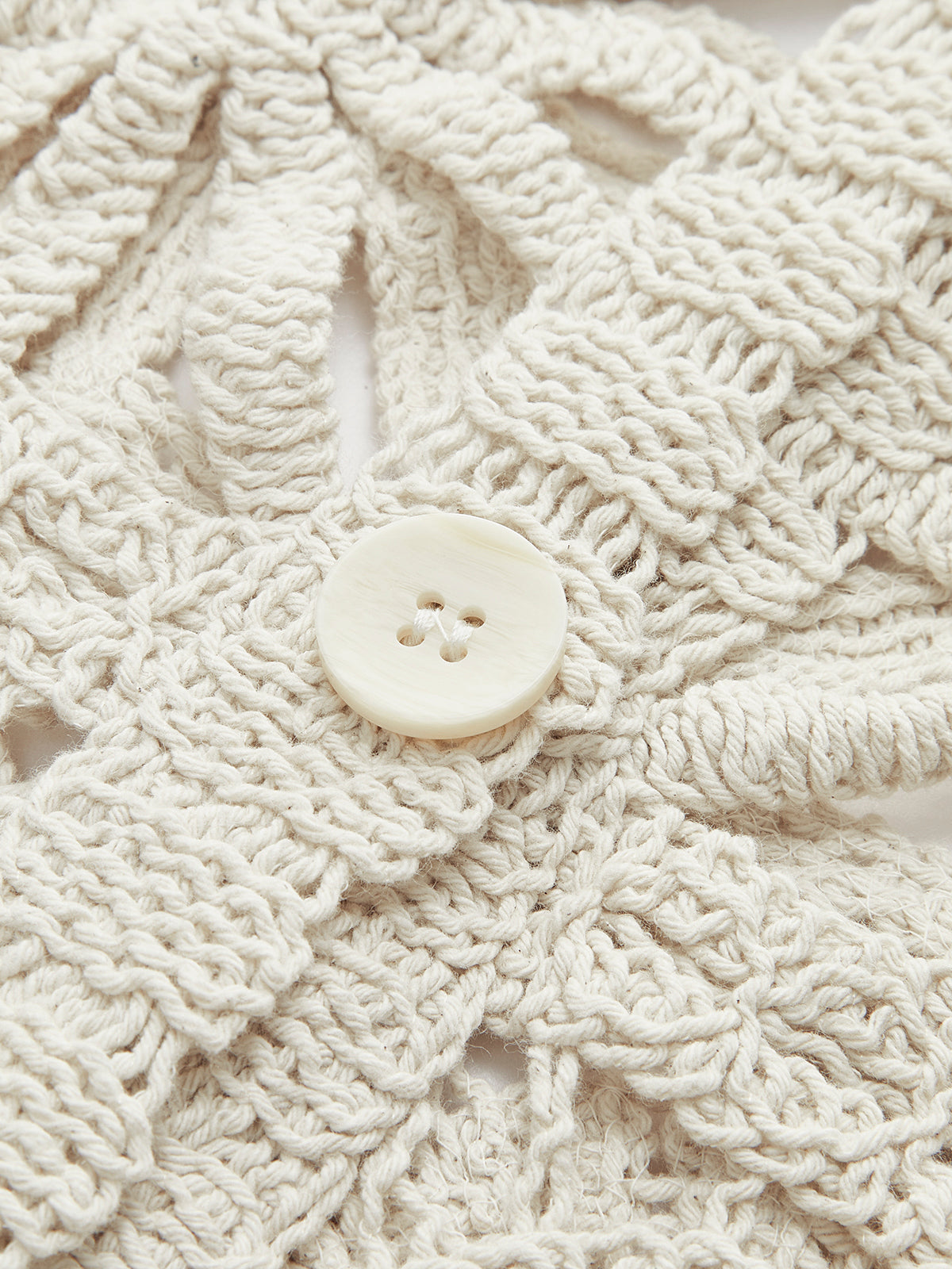 Crochet Square Pattern Button-Front Cardigan