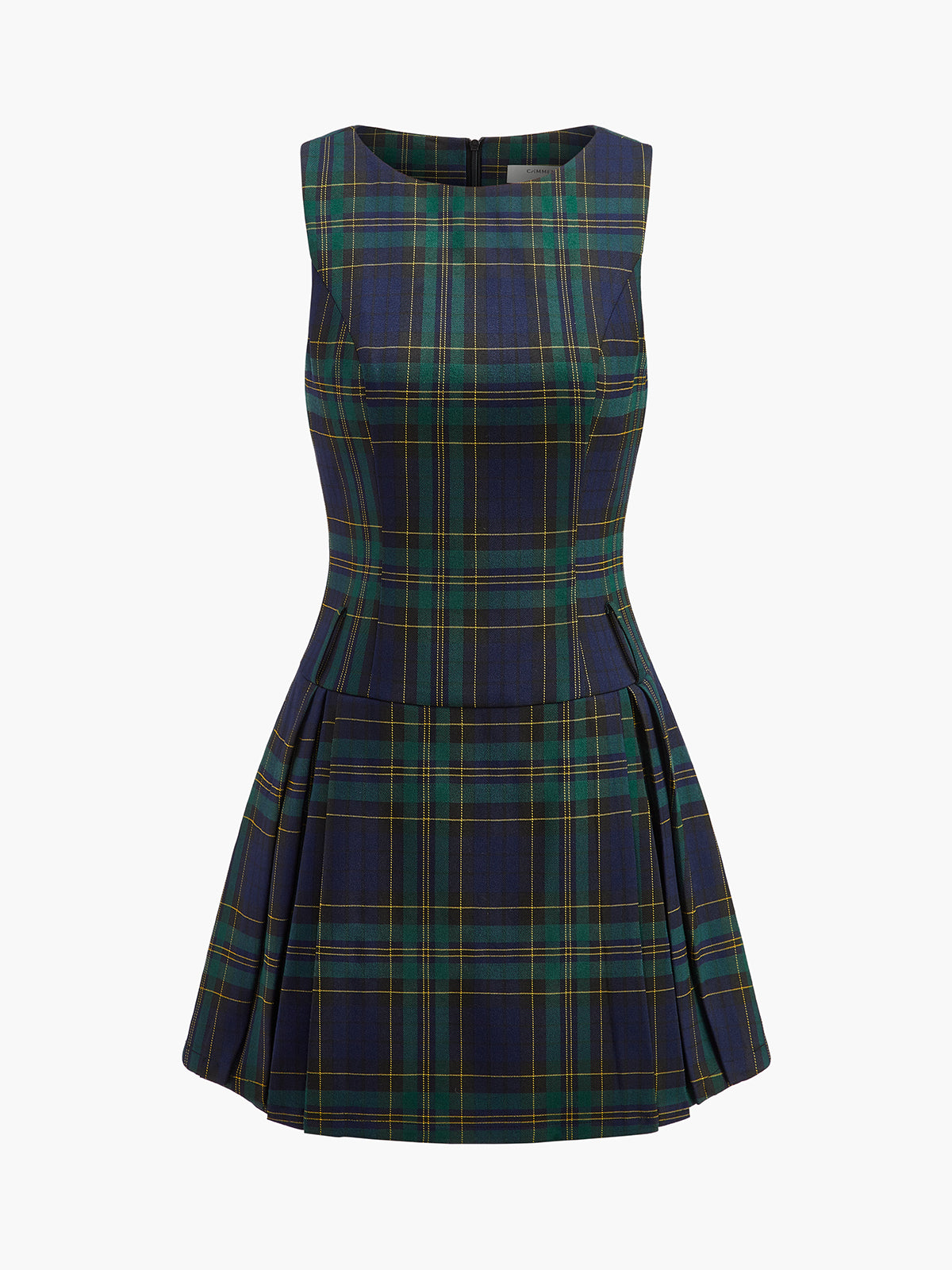 Checked Pleated Tank Dress Without Belt