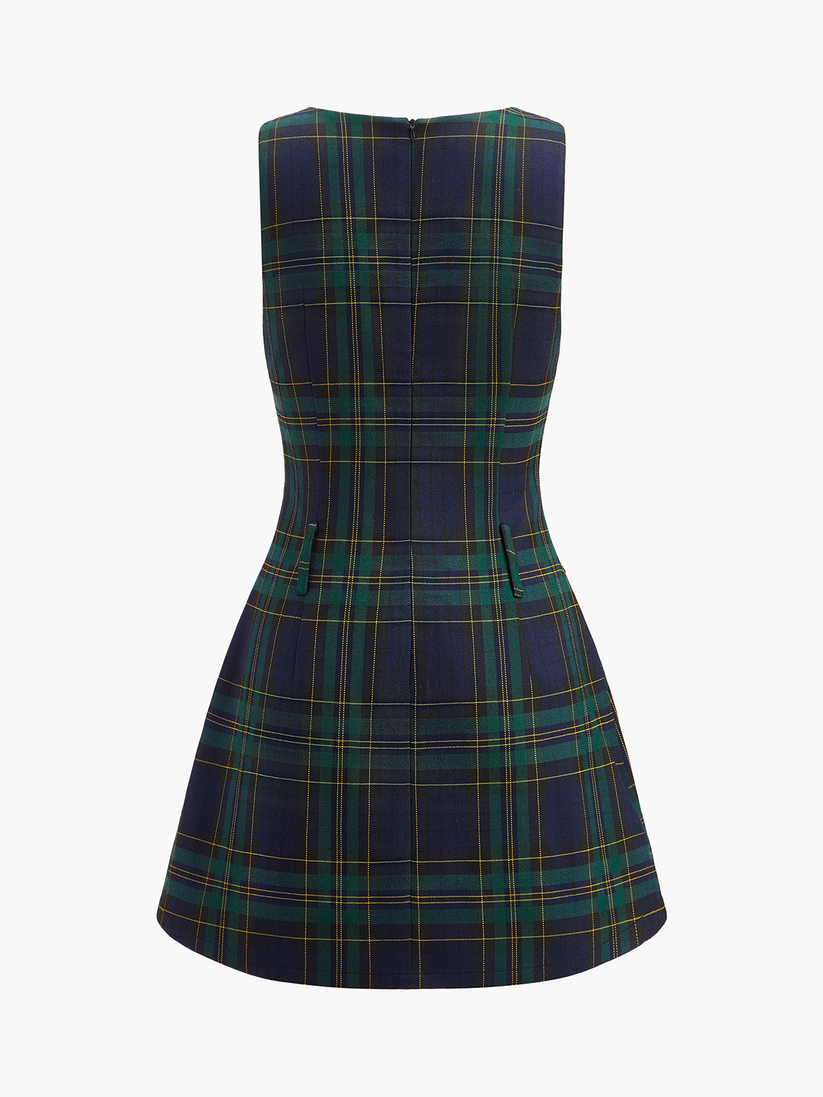 Checked Pleated Tank Dress Without Belt