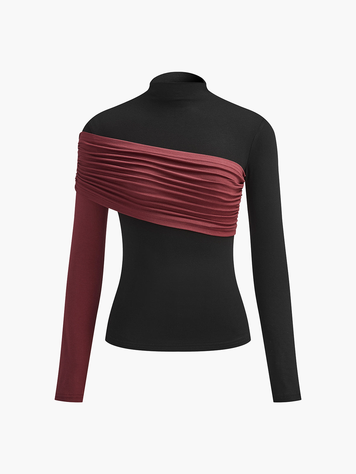 Color Block Pleated Jersey Slim Top