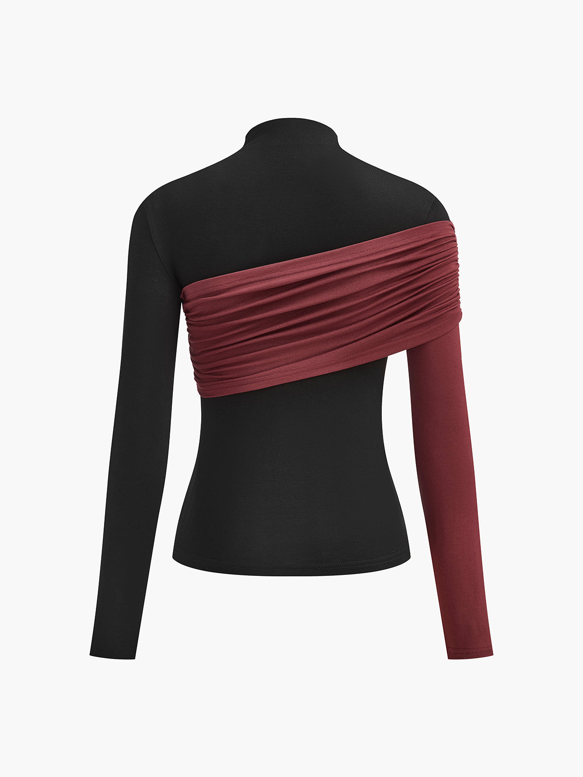 Color Block Pleated Jersey Slim Top