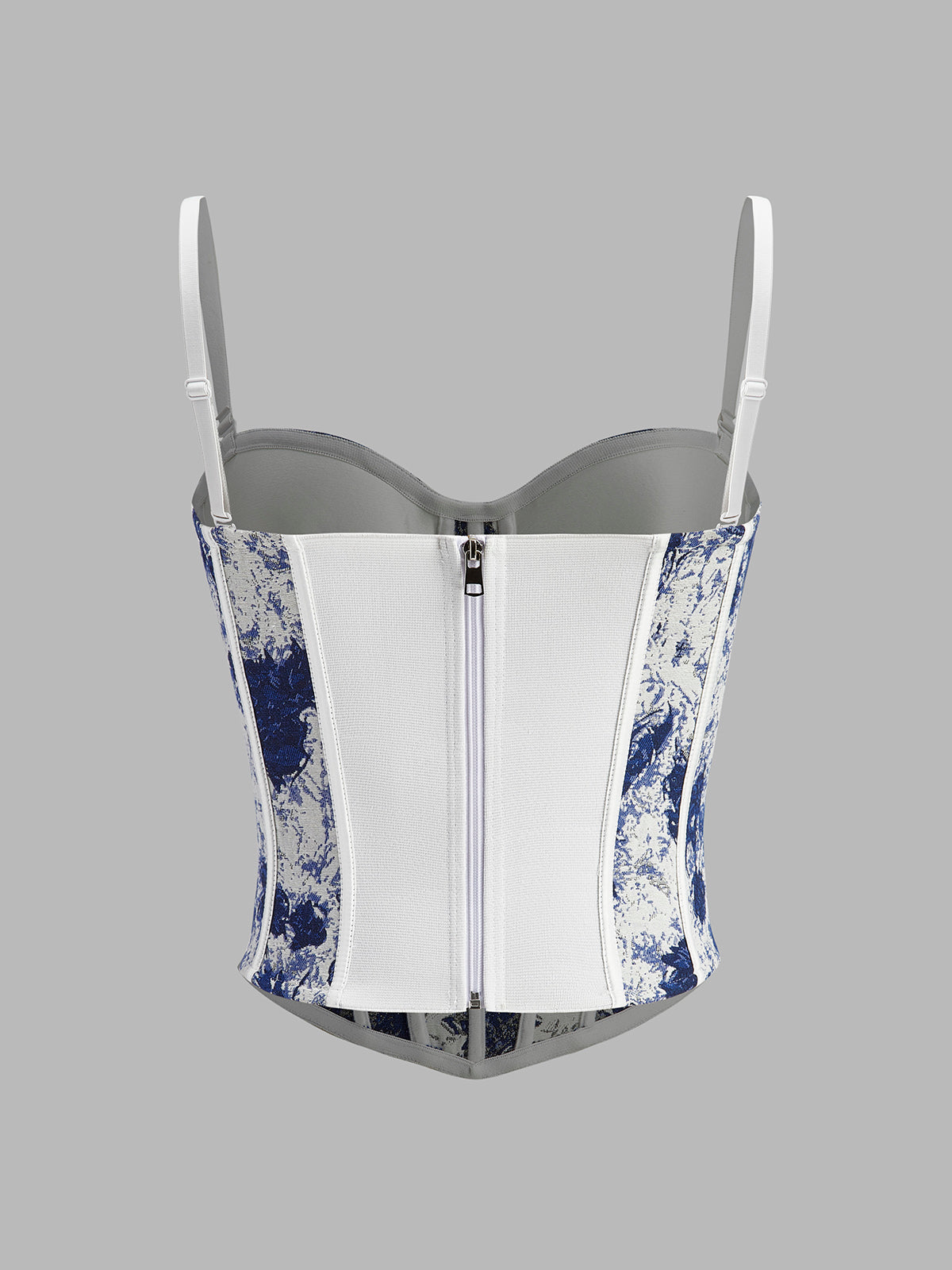 Ink Printed Zipper Corset Top