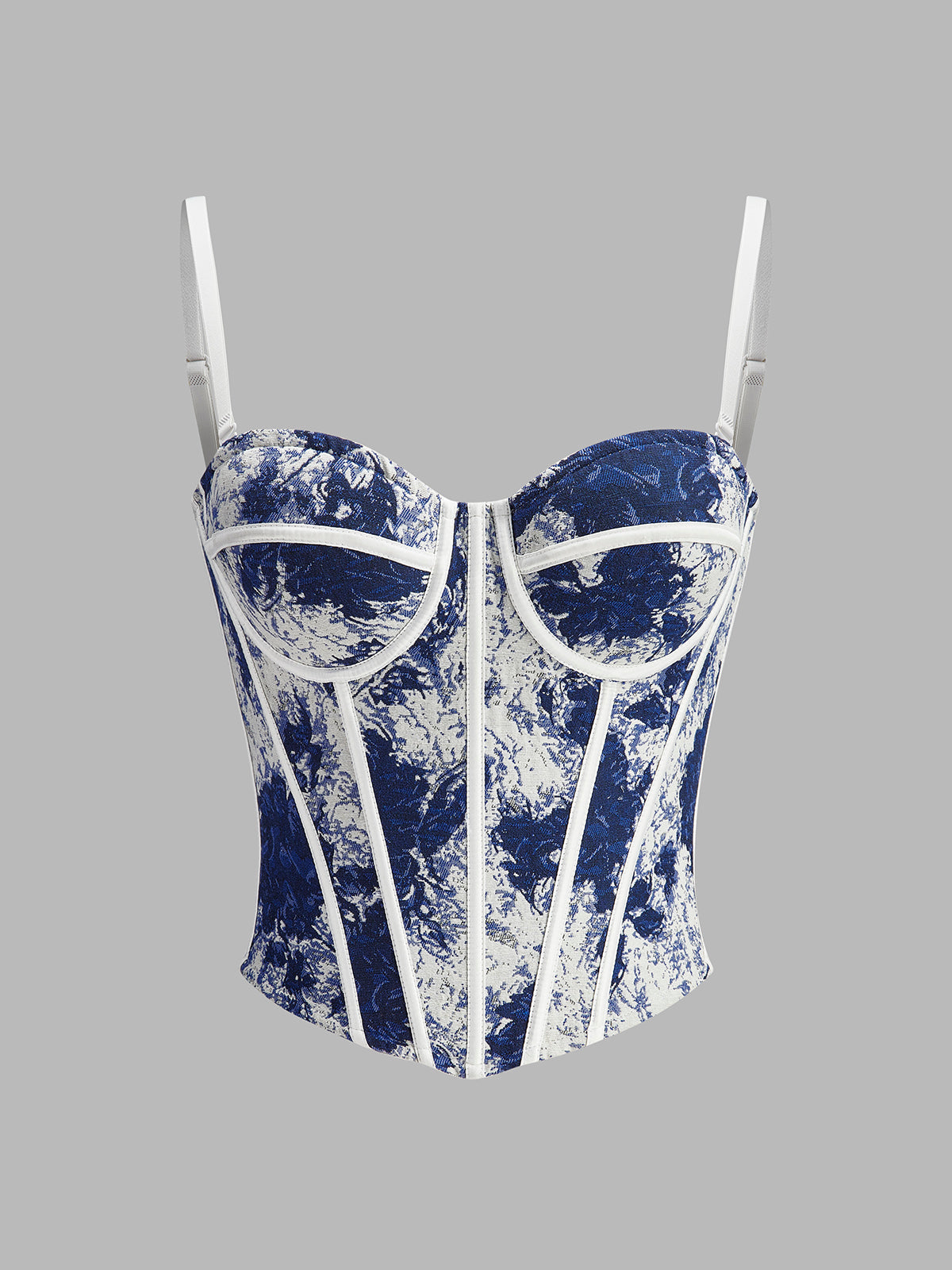 Ink Printed Zipper Corset Top