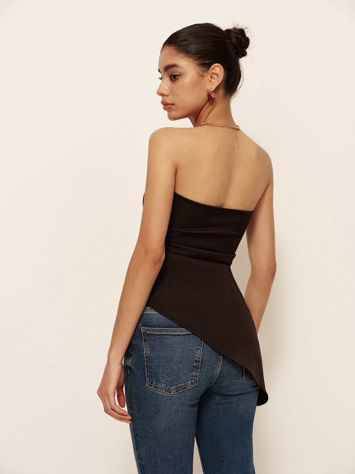 Asymmetrical Ruched Skinny Tube Top