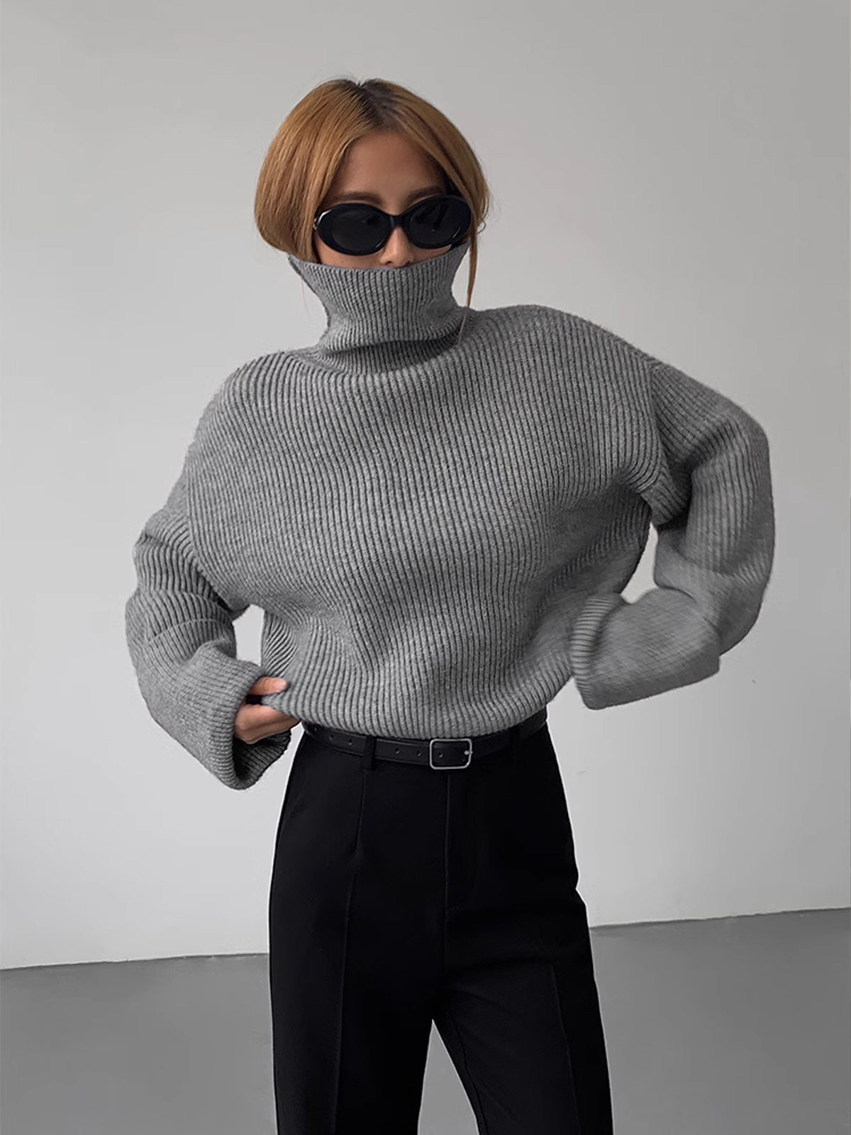 Turtleneck Ribbed Warm Sweater