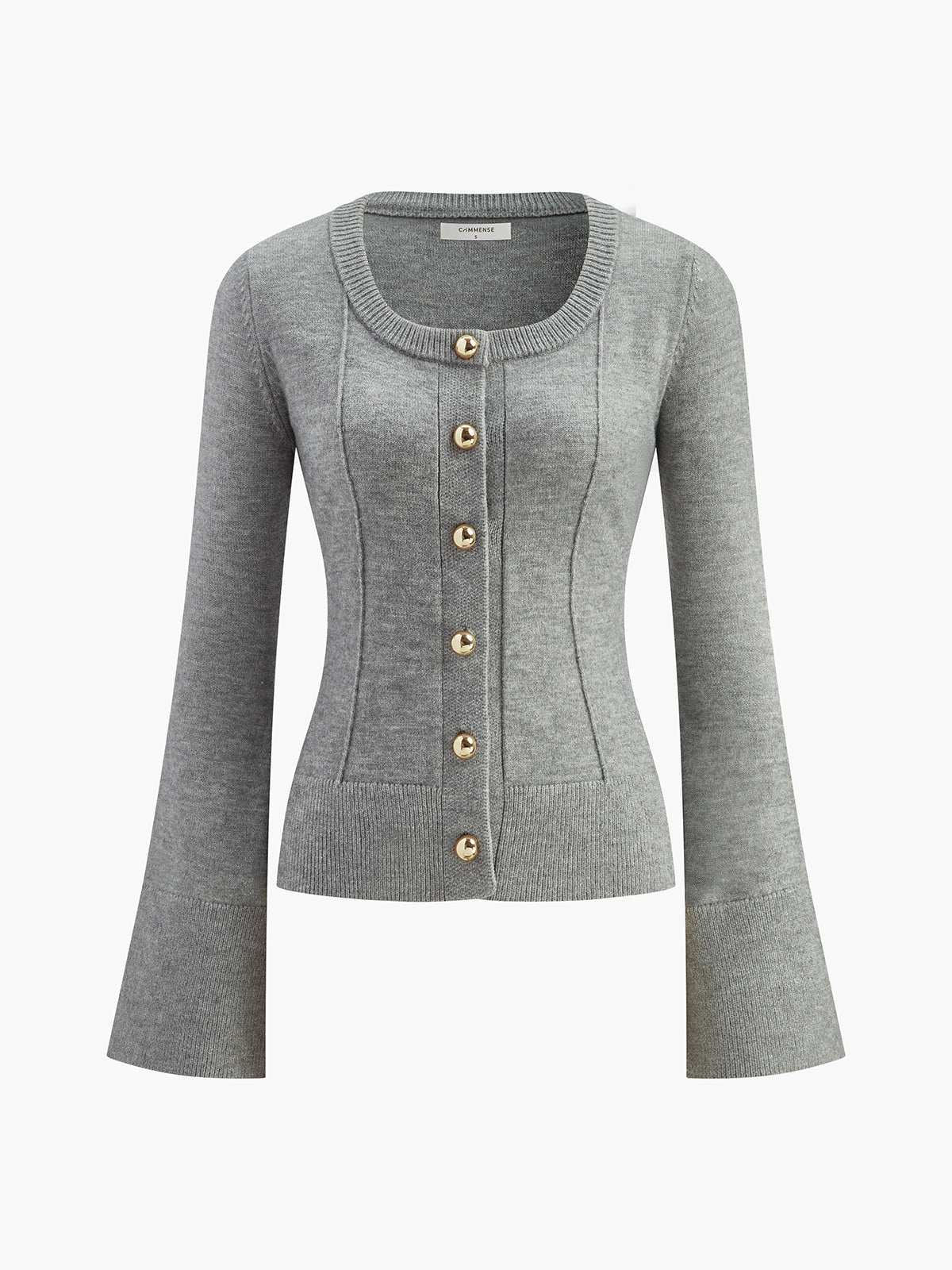 Breasted Bell Sleeve Slim Cardigan