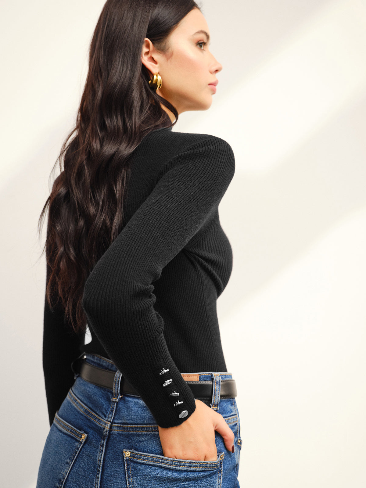 Versatile Mock Neck Skinny Sweater