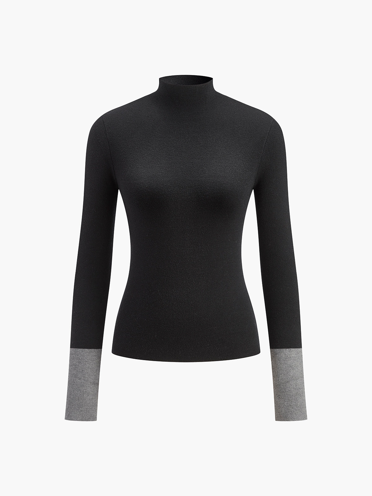 Long Sleeve Contrast Cuff Knit Top