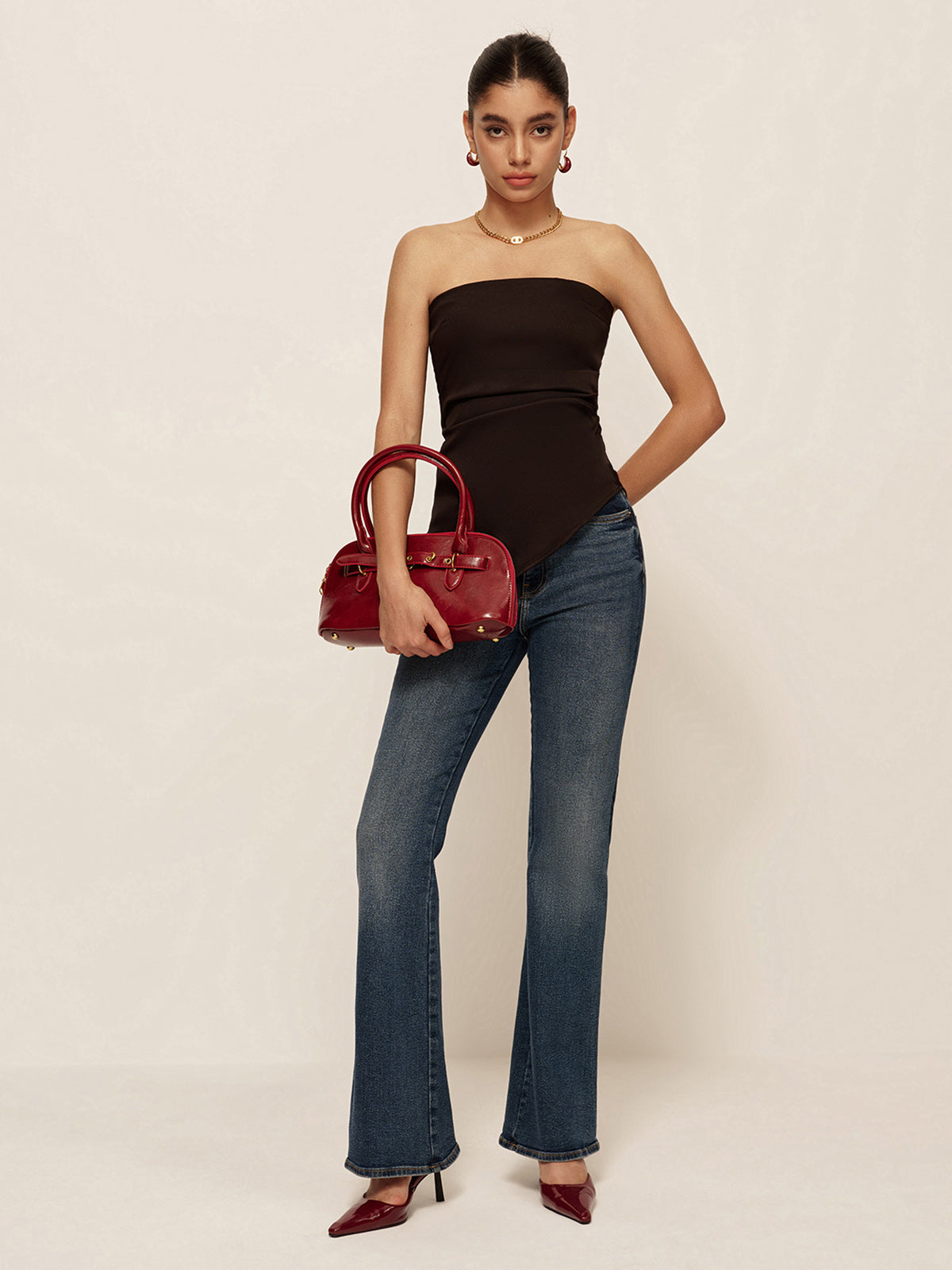 Asymmetrical Ruched Skinny Tube Top