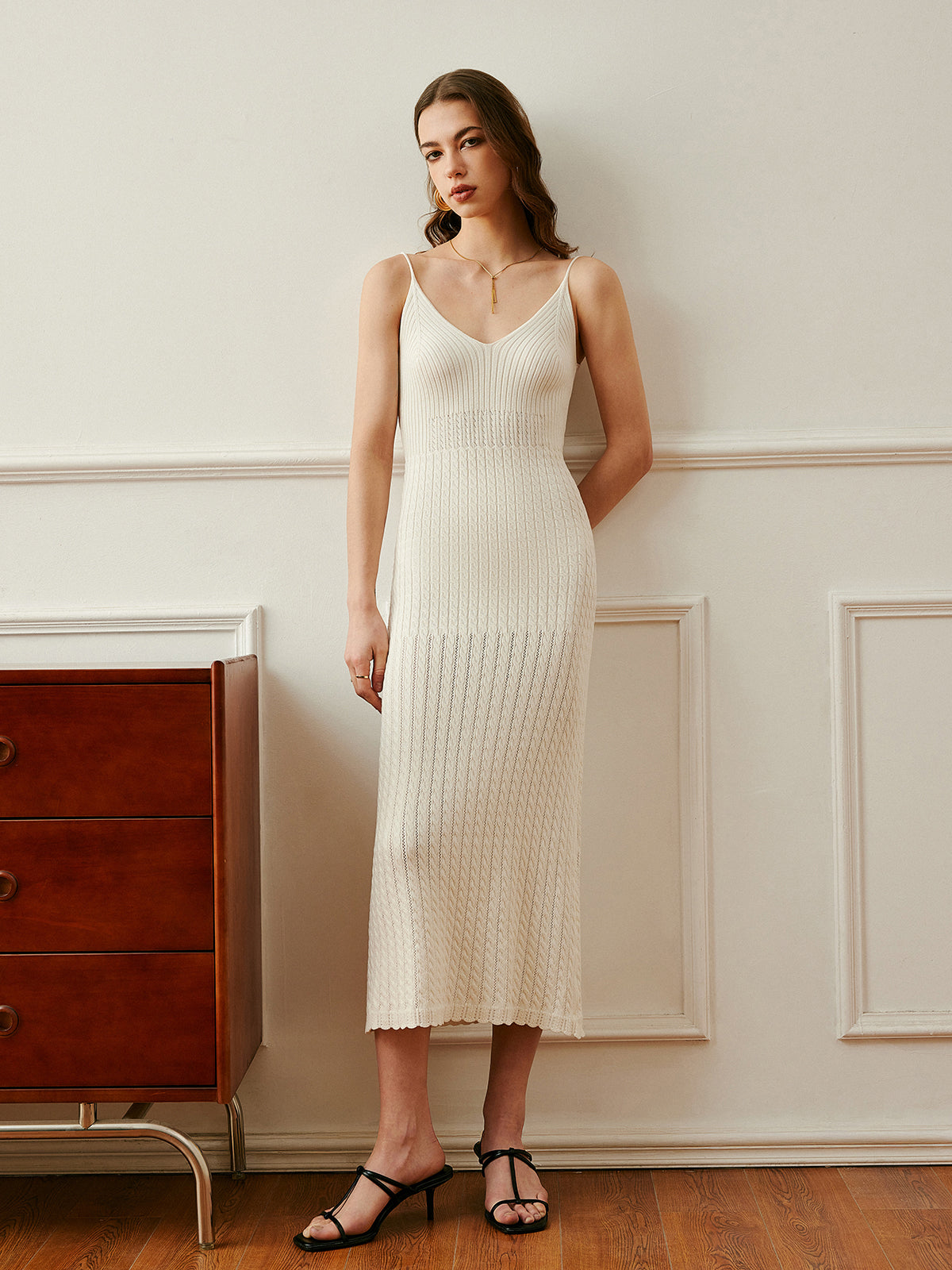 Ribbed Spaghetti Strap Knit Dress