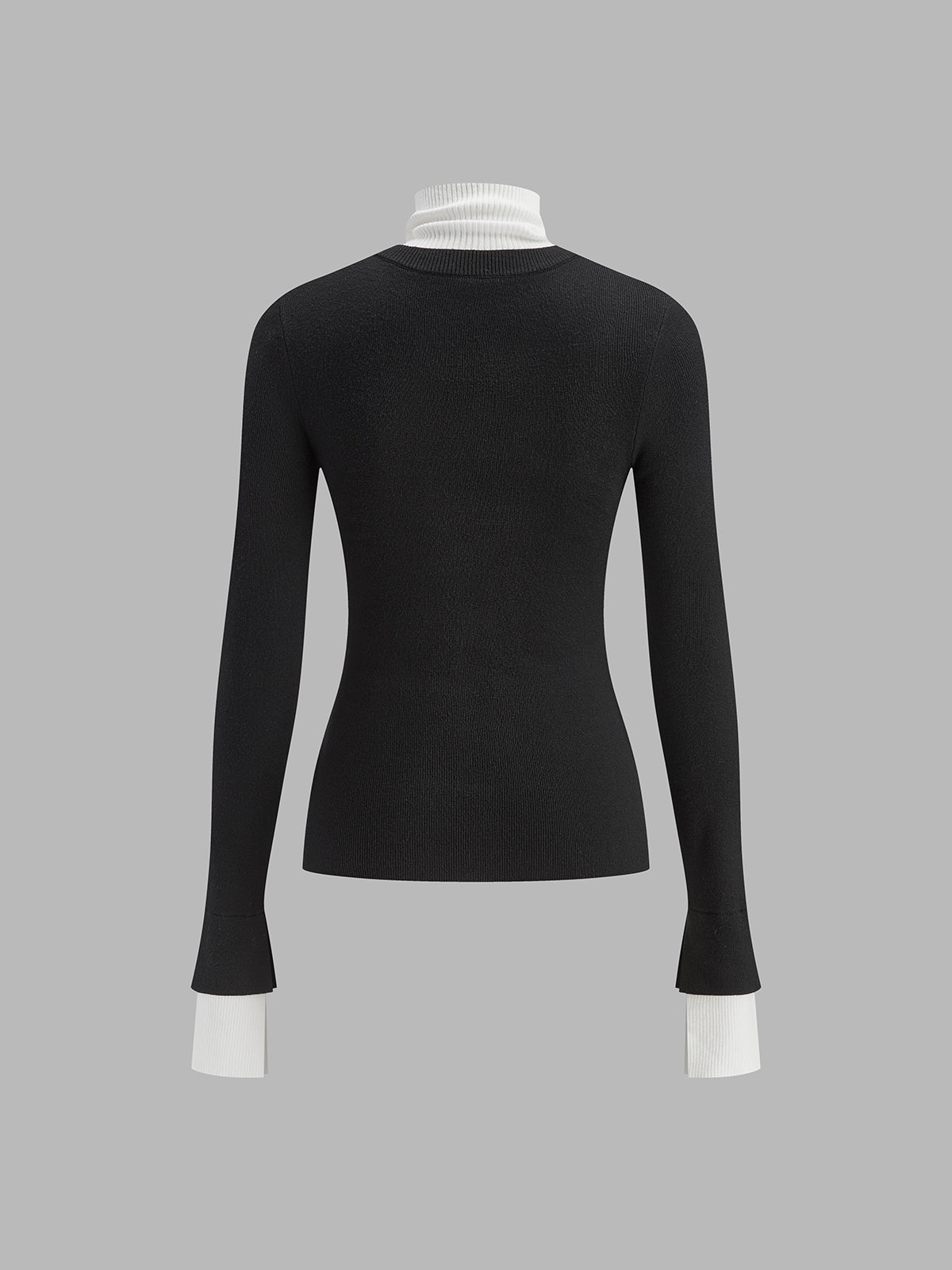 Color Block Turtleneck Knit Top