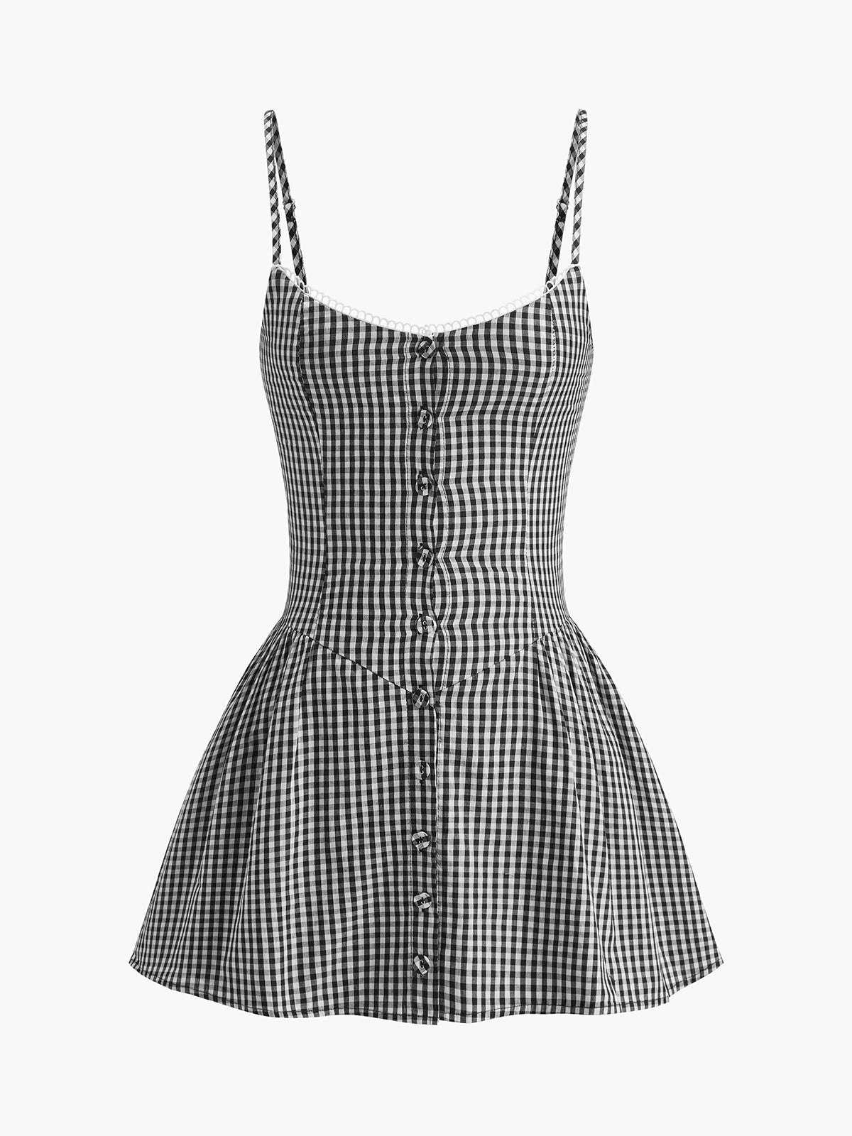 Plaid Button Front Cami Dress