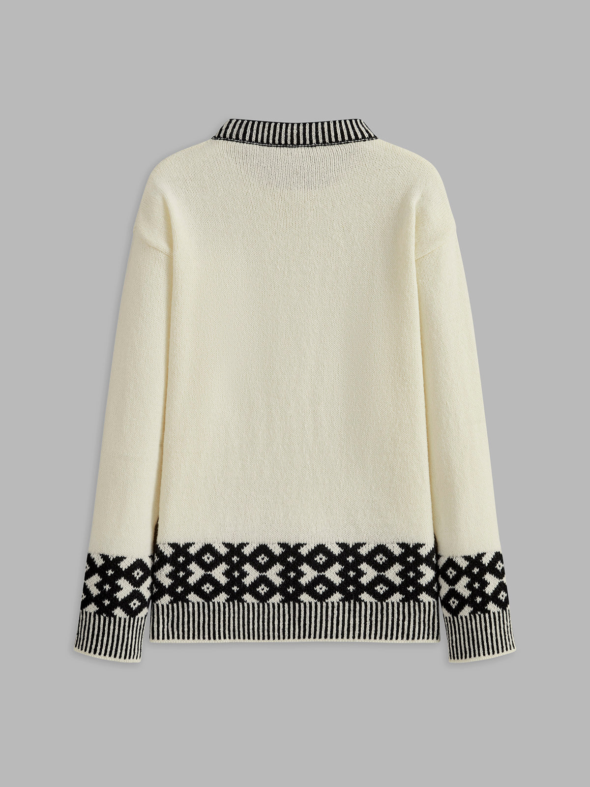 Contrast Geometric Pattern Pullover Sweater