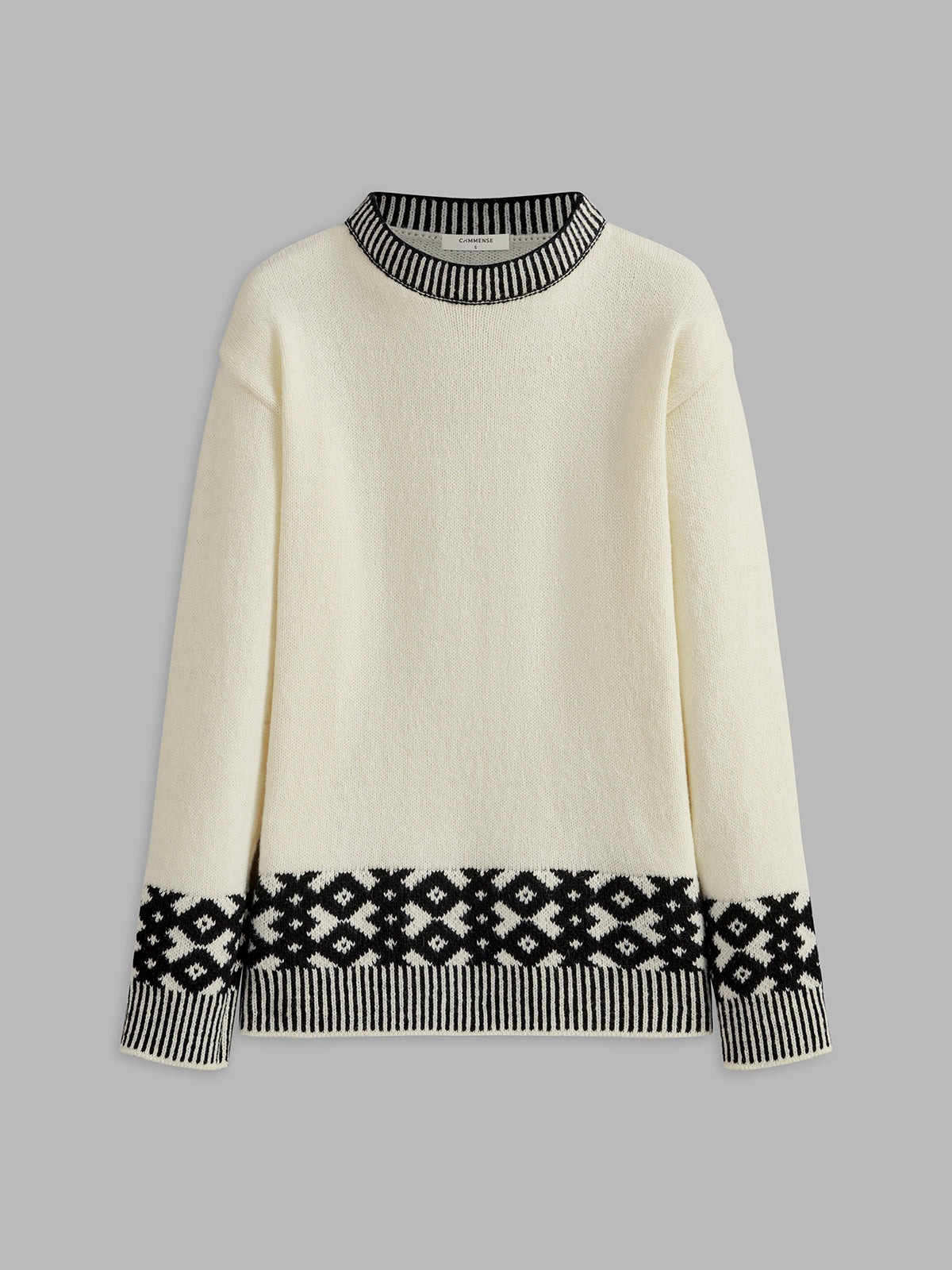 Contrast Geometric Pattern Pullover Sweater