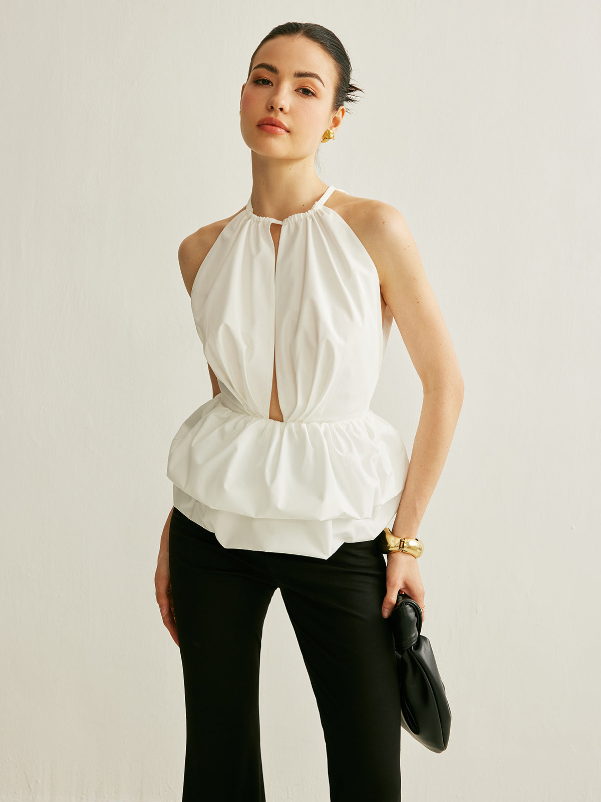 Peplum Keyhole Neck Top