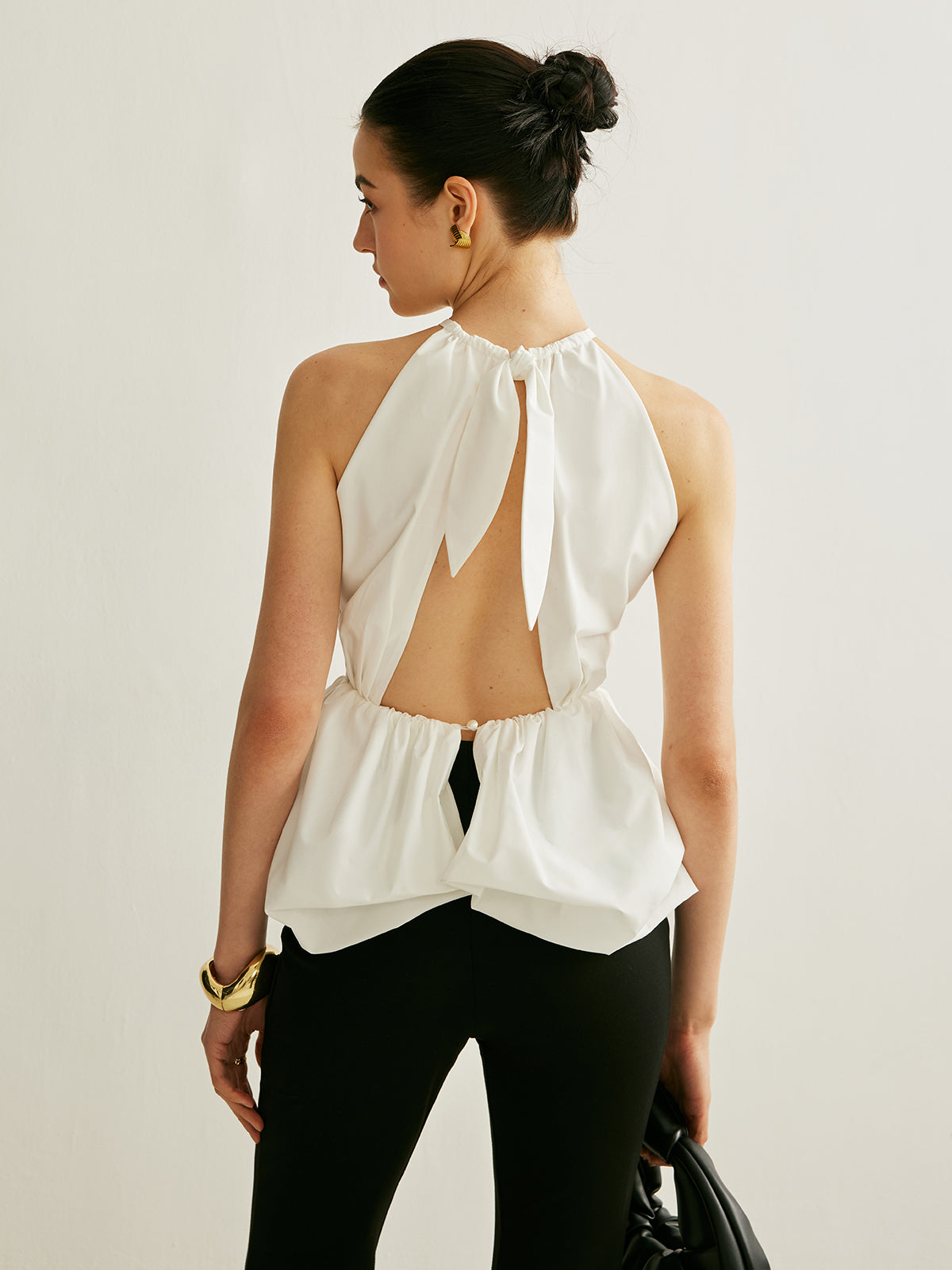 Peplum Keyhole Neck Top